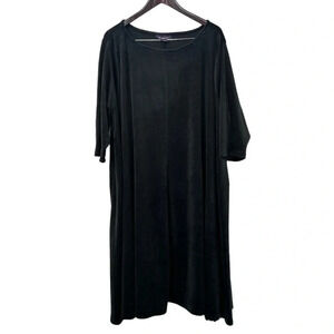 Roman's Velour Swing Drape Black Velvet Dress 3/4 Length Sleeves Sz 2X